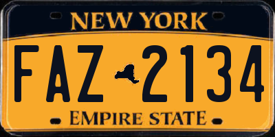 NY license plate FAZ2134
