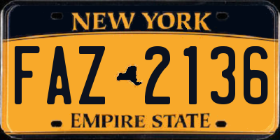 NY license plate FAZ2136