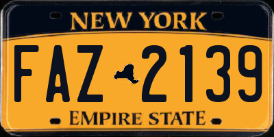 NY license plate FAZ2139