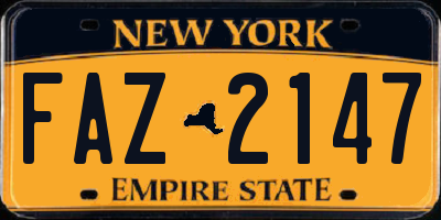 NY license plate FAZ2147