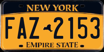 NY license plate FAZ2153