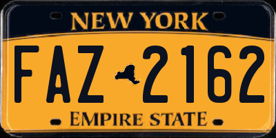 NY license plate FAZ2162