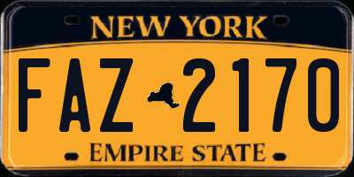 NY license plate FAZ2170