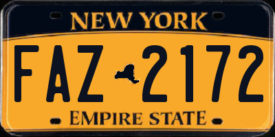NY license plate FAZ2172