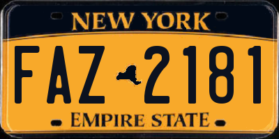 NY license plate FAZ2181