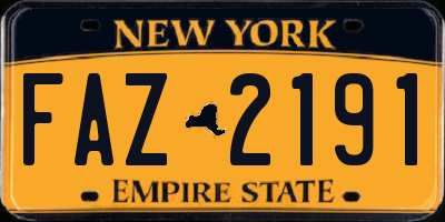 NY license plate FAZ2191
