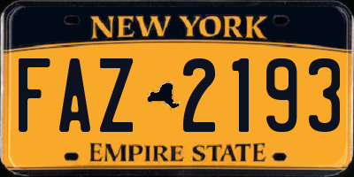 NY license plate FAZ2193