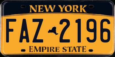 NY license plate FAZ2196