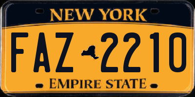 NY license plate FAZ2210
