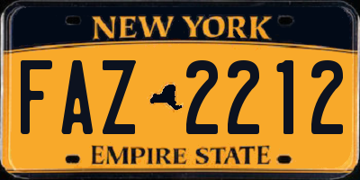 NY license plate FAZ2212