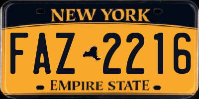 NY license plate FAZ2216