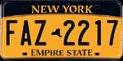 NY license plate FAZ2217