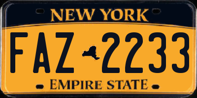 NY license plate FAZ2233