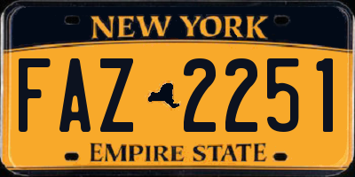 NY license plate FAZ2251