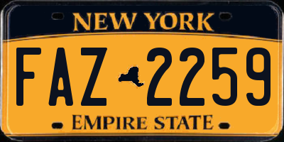NY license plate FAZ2259