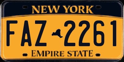 NY license plate FAZ2261