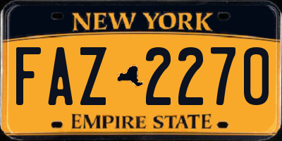 NY license plate FAZ2270