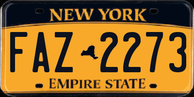 NY license plate FAZ2273