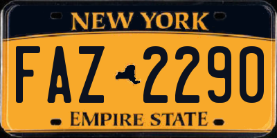 NY license plate FAZ2290