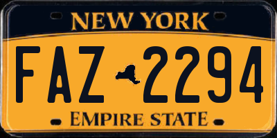 NY license plate FAZ2294