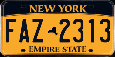 NY license plate FAZ2313