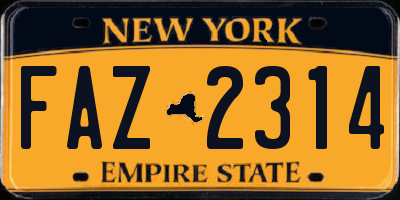 NY license plate FAZ2314