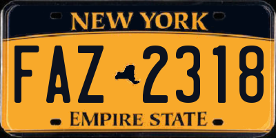 NY license plate FAZ2318