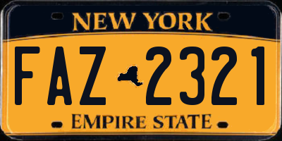 NY license plate FAZ2321