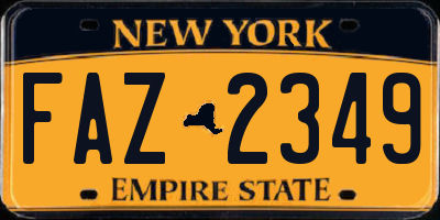 NY license plate FAZ2349