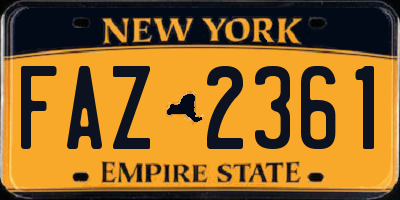 NY license plate FAZ2361