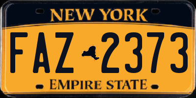 NY license plate FAZ2373