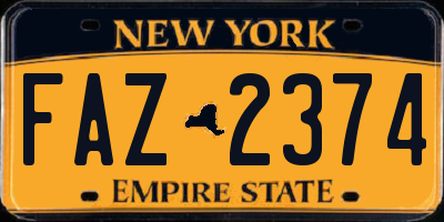 NY license plate FAZ2374