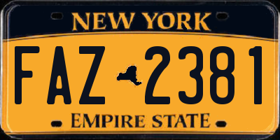 NY license plate FAZ2381