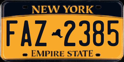 NY license plate FAZ2385