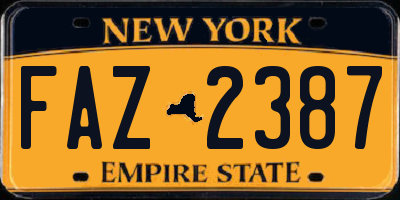 NY license plate FAZ2387