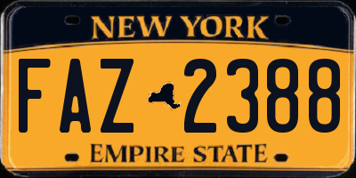 NY license plate FAZ2388