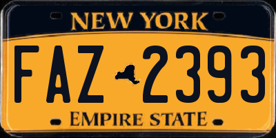 NY license plate FAZ2393