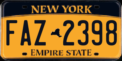 NY license plate FAZ2398