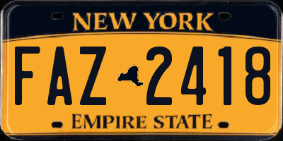 NY license plate FAZ2418