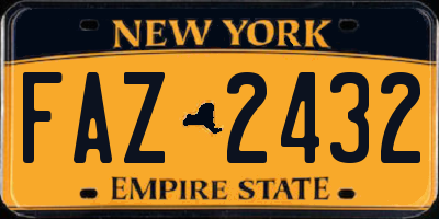 NY license plate FAZ2432