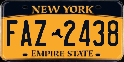NY license plate FAZ2438