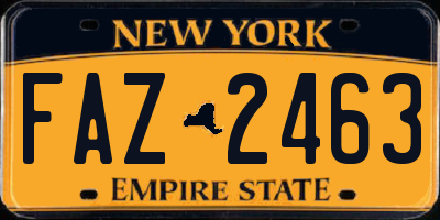 NY license plate FAZ2463