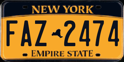 NY license plate FAZ2474