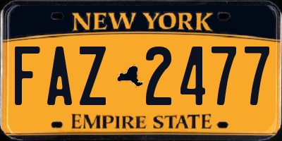 NY license plate FAZ2477