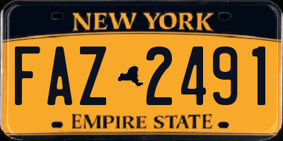 NY license plate FAZ2491