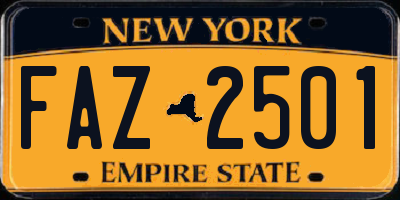 NY license plate FAZ2501
