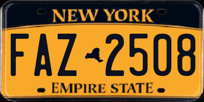 NY license plate FAZ2508