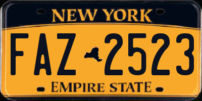 NY license plate FAZ2523