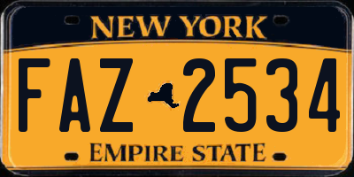 NY license plate FAZ2534