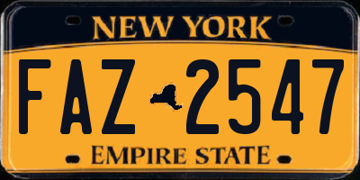NY license plate FAZ2547